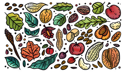fruits and vegetable herbal concept  for background or 2d illustrator cartoon.