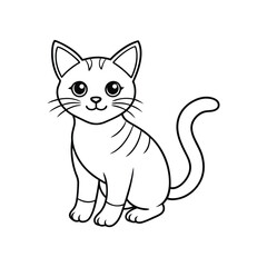 Cute Cat single line art silhouette vector illustration isolated on white background