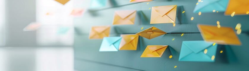 A professional email marketing setup with soft primary colors, enhancing customer engagement creatively