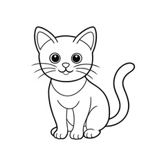 Cute Cat single line art silhouette vector illustration isolated on white background
