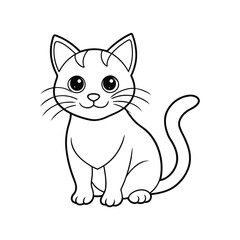 Cute Cat single line art silhouette vector illustration isolated on white background
