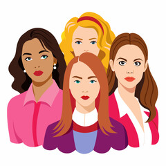 Mean girls character  Silhouette Vector Illustration