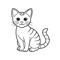 Cute Cat single line art silhouette vector illustration isolated on white background