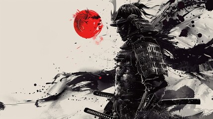 侍の水墨画,Generative AI AI画像