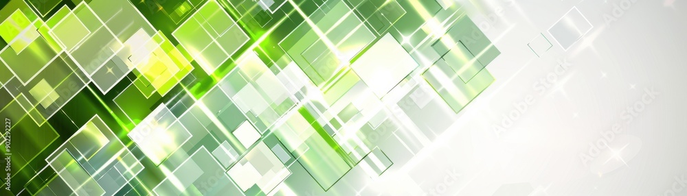 Poster a vibrant abstract background featuring green geometric shapes and a soft gradient, perfect for mode