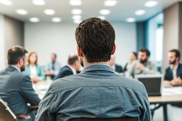 Businessman in a Meeting, Back View
