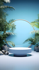 Obraz premium blue tone e-commerce product display 3d stage background image