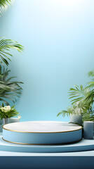 Obraz premium blue tone e-commerce product display 3d stage background image