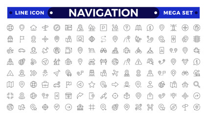 Location icon set. Containing map, map pin, gps, destination, directions, distance, place, navigation and address icons. Navigation icons collection.