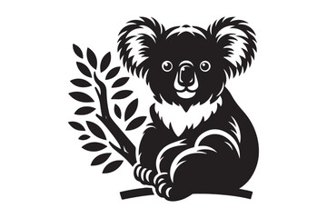 Obraz premium koala animal silhouette vector illustration - Generative AI