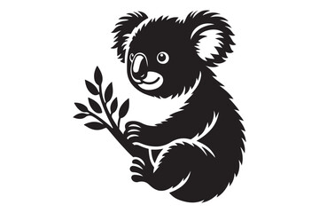 Obraz premium koala animal silhouette vector illustration - Generative AI