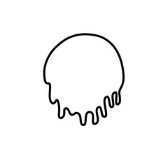 Dripping line circle icon. Melting round shape logo. Melted texture label. Silhouette flowing liquid. Vector ilustration