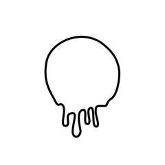 Dripping line circle icon. Melting round shape logo. Melted texture label. Silhouette flowing liquid. Vector ilustration