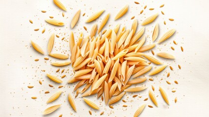 Obraz premium Orzo pasta in a delicate watercolor depiction, great for use in Italian restaurant menus, cooking classes, or food blogs
