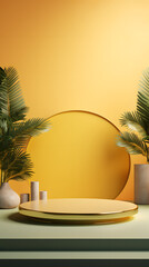 Fototapeta premium yellow tone e-commerce product display 3d stage background image
