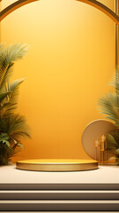 Obraz premium yellow tone e-commerce product display 3d stage background image
