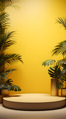 Obraz premium yellow tone e-commerce product display 3d stage background image