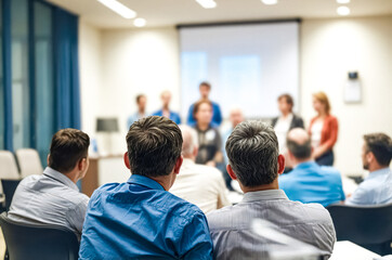 Fototapeta premium Attentive audience listening to a presentation in a conference room