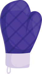 Purple oven mitt with a checkered pattern, providing protection from heat while cooking