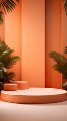 orange tone e-commerce product display 3d stage background image
