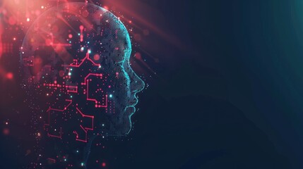 Digital Abstract Head with Circuitry