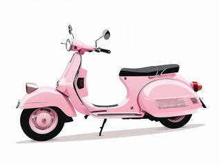 image of a pink scooter, isolated on a white background.