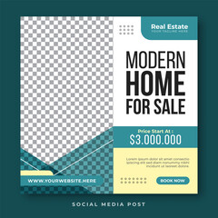 Modern home for sale. Real estate social media template design