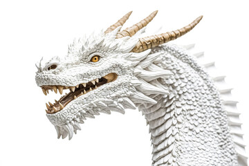 Fototapeta premium White Dragon Statue with Open Mouth