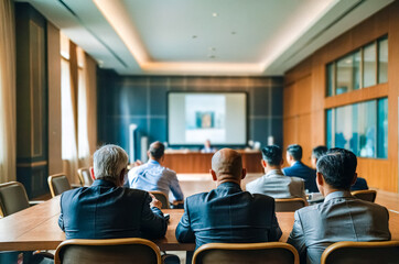 Obraz premium Businessmen in a conference room listening to a presentation