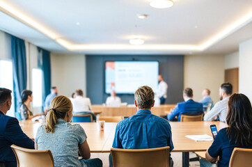 Fototapeta premium Businesspeople Listening to Presentation in Conference Room