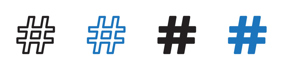 Fototapeta premium Hashtag icon collection set on white background color