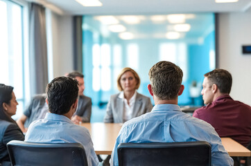 Fototapeta premium Rear View Of Business Professionals In A Meeting