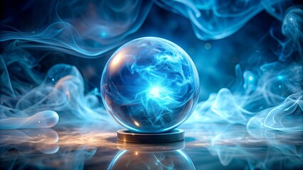 Obraz premium Crystal ball glowing, futuristic, futuristic, crystal ball, magic
