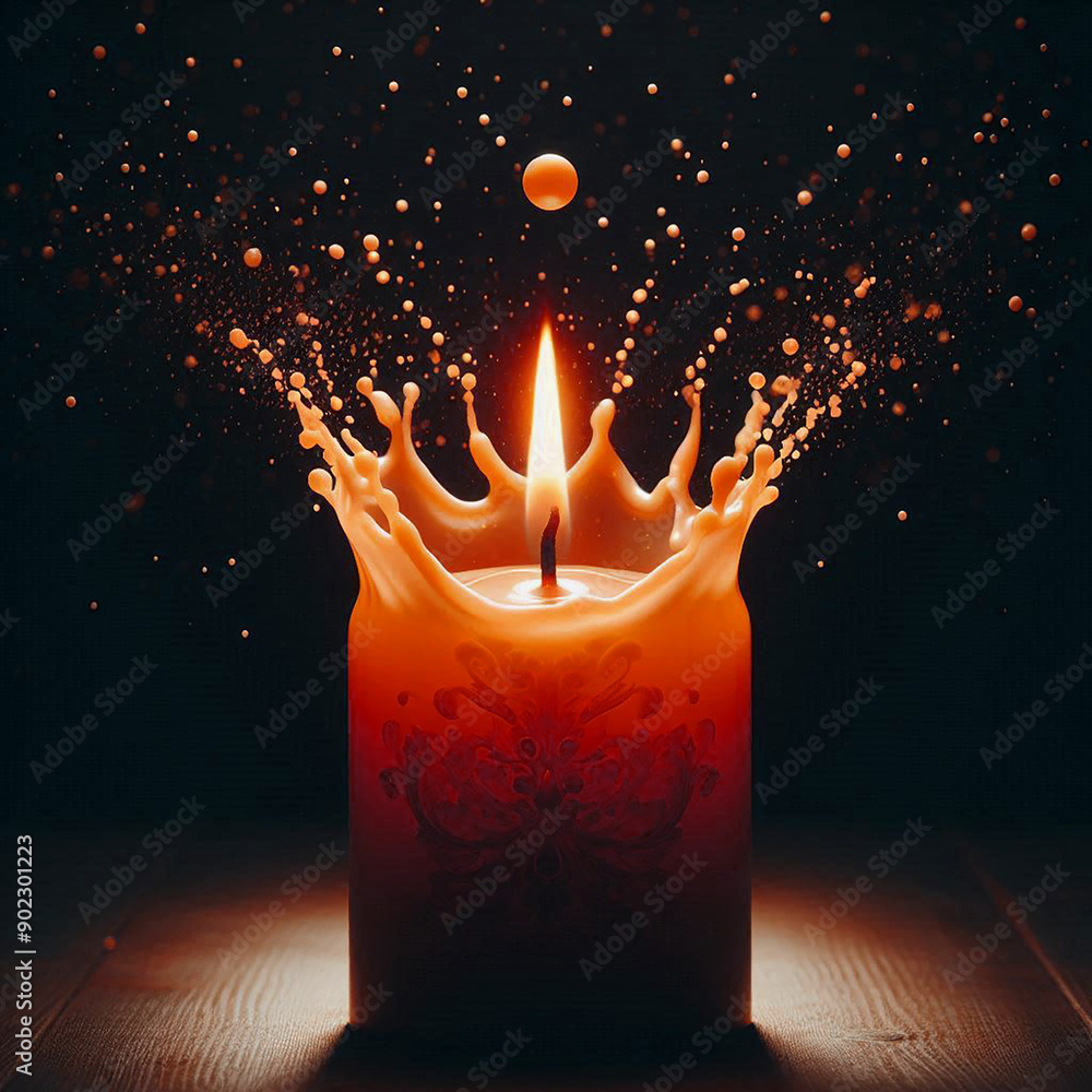 Poster a candle with a single flame, centered in the composition generated by ai