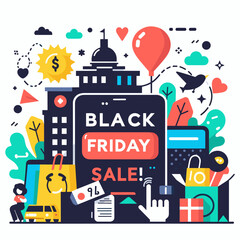 Black friday big sale creative template on flat design mega sale