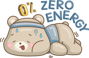 a vector of a tired bear after exercising