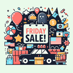 Black friday big sale creative template on flat design mega sale