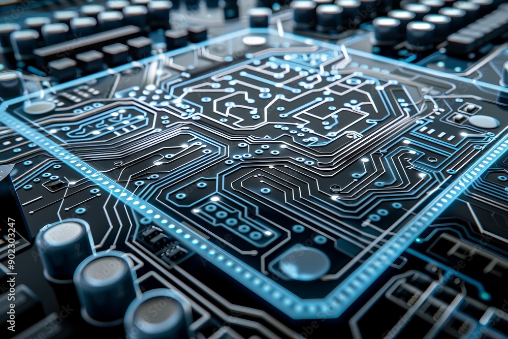 Aufkleber neural brain interface with advanced circuitry in high tech setting