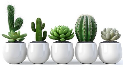 set of colorful cactus plants in colored pots with outlines. Exotic and Tropical Plants - Cacti for design isolated on white background. Hand drawn cactus for design