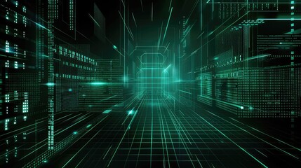 Abstract technology landscape with clear text space