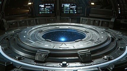 3D rendering of a holographic interface with empty space for text