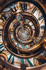 Obraz premium Spiral Staircase with Clocks
