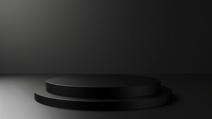 Sleek black podium with a gradient background, ideal for tech products and text