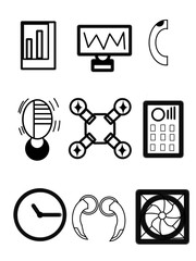 Set of electronic icons, IT equipment