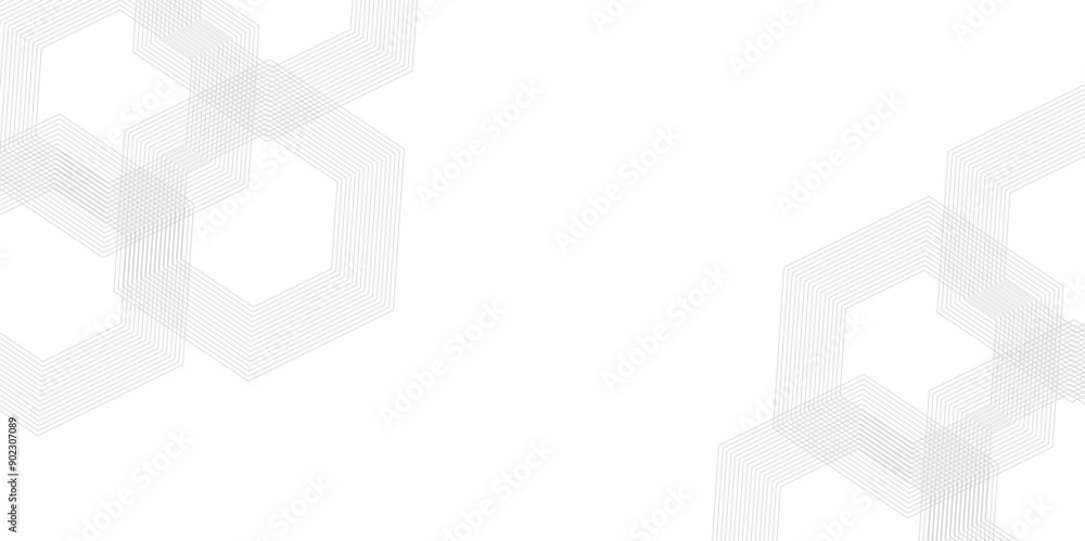Poster abstract pattern with hexagonal white and gray technology line paper background. hexagonal 3d vector