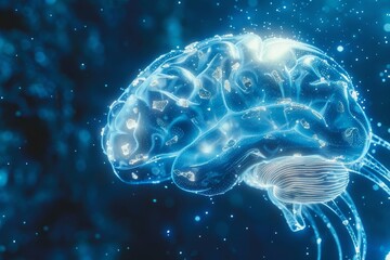 Obraz premium Sci Fi Brain Model with Neural Network Visualization