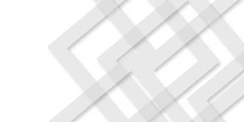 White abstract geometric background with white paper sheets soars as abstract spaces with rectangles, parallel stripes, perspective, shadows in simple strict modern material in triangle and square.