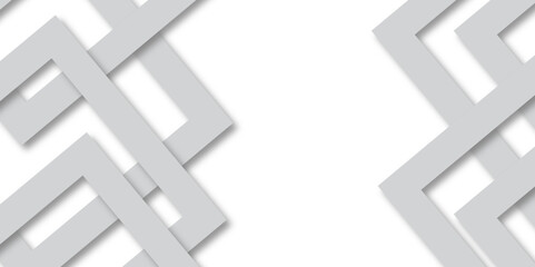 White abstract geometric background with white paper sheets soars as abstract spaces with rectangles, parallel stripes, perspective, shadows in simple strict modern material in triangle and square.