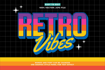 Retro editable text effect style. Retro vintage nostalgic vibes 3d cartoon style premium vector