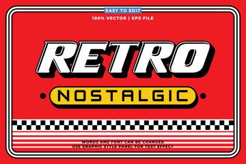 Retro editable text effect style. Retro vintage nostalgic vibes 3d cartoon style premium vector